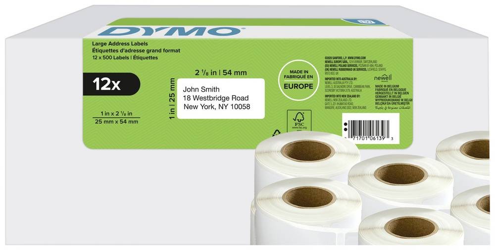 DYMO Authentic LabelWriter Return Address Labels | 25 mm x 54 mm |