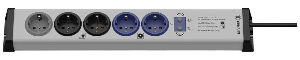 Ehmann 0266x00059301 Master/Slave-power strip silver, black