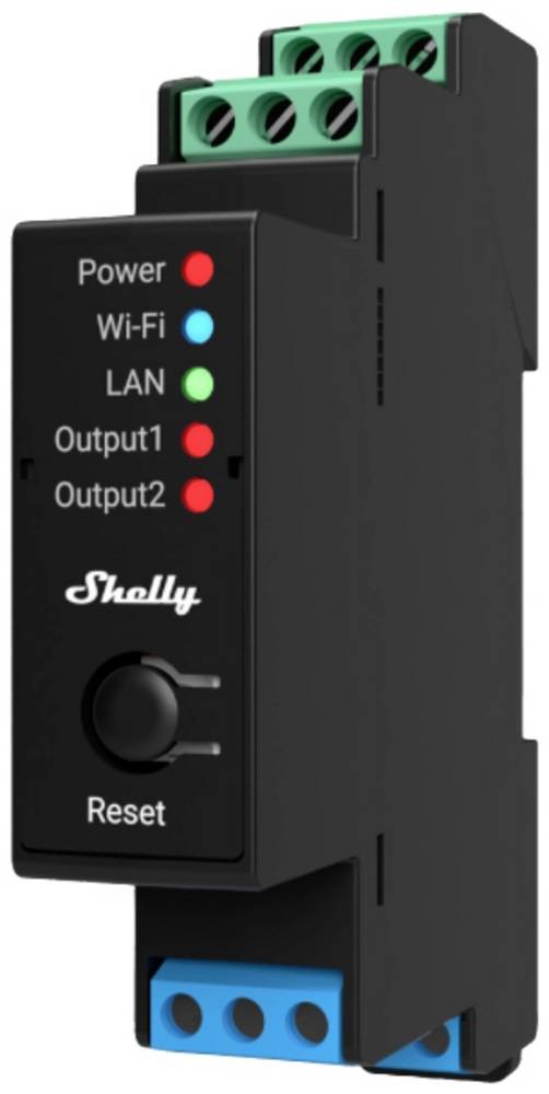 Shelly Shelly Pro 2PM Shelly Hutschienenrelais Bluetooth, Wi-Fi