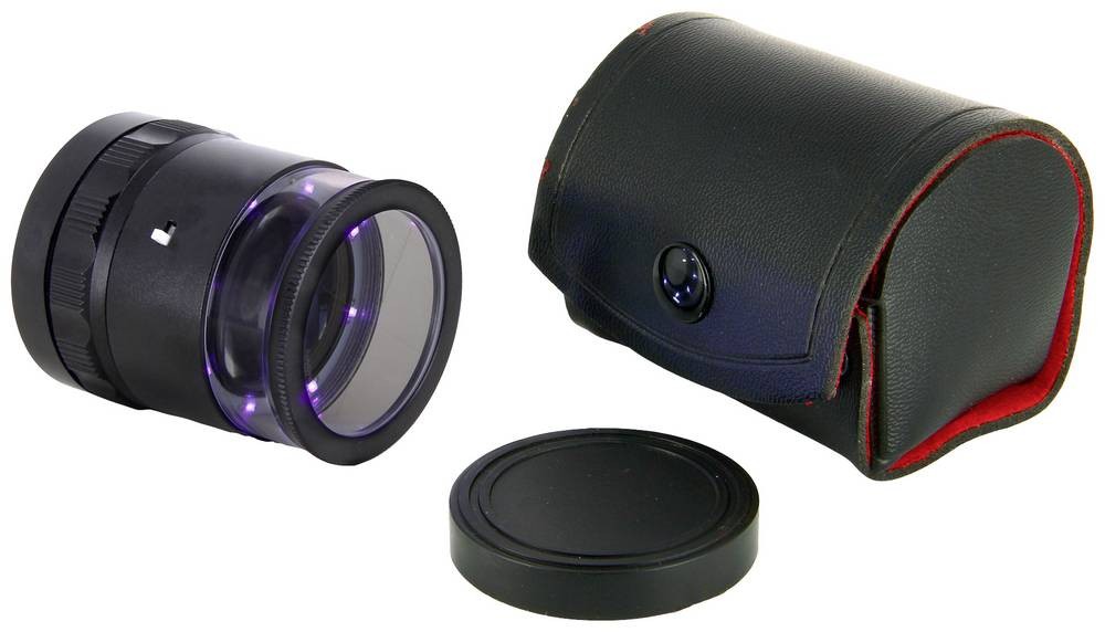 Ideal Tek LE.003UV.ITU 10X Lupe avec mm-Skala, 8 UV LED Handlupe avec