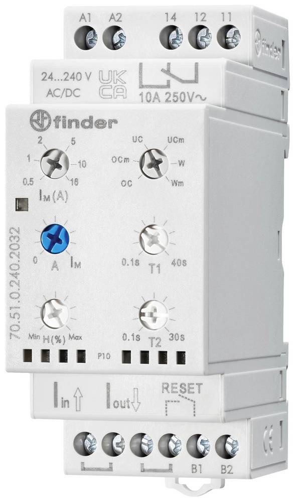 Überwachungsrelais 24, 24 - 240, 240 V/DC, V/AC 1 Wechsler Finder 70.