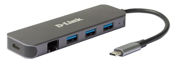 D-Link 5-in-1 USB-C Hub with Gigabit Ethernet/Power Delivery - D-Link