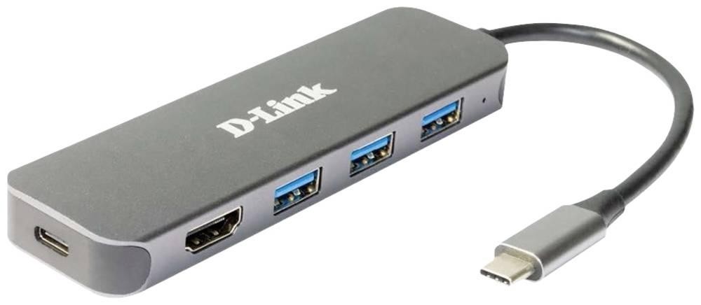 D-Link 5-in-1 USB-C Hub with HDMI/Power Delivery - D-Link 5-in-1 USB-