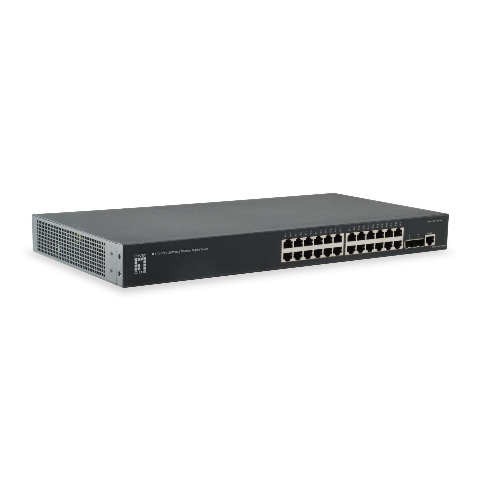 LevelOne KILBY 26-Port L2 Managed Gigabit Switch, 2 x 10GbE SFP+ -