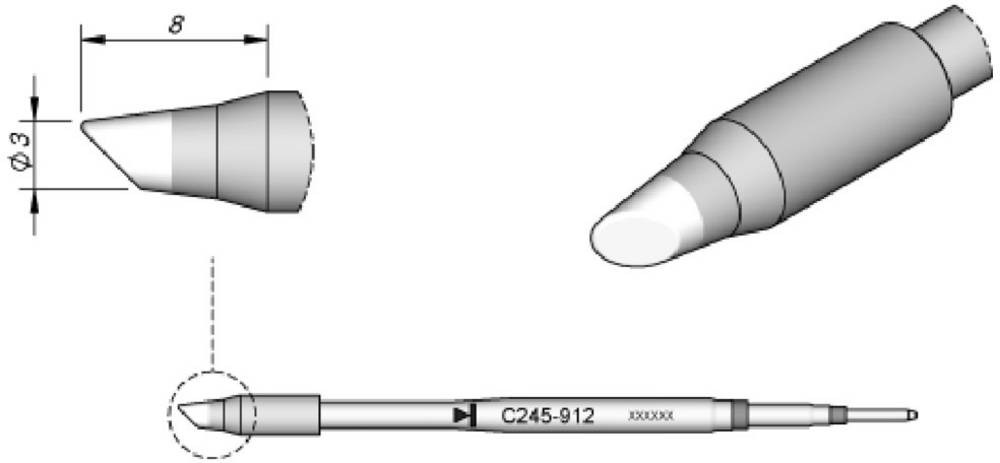 JBC Tools C245912 Lötspitze Rundform, abgeschrägt Spitzen-