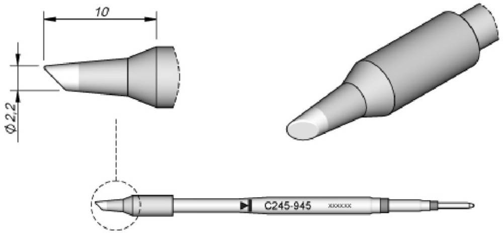 JBC Tools C245945 Lötspitze Rundform, abgeschrägt Spitzen-taille 2.