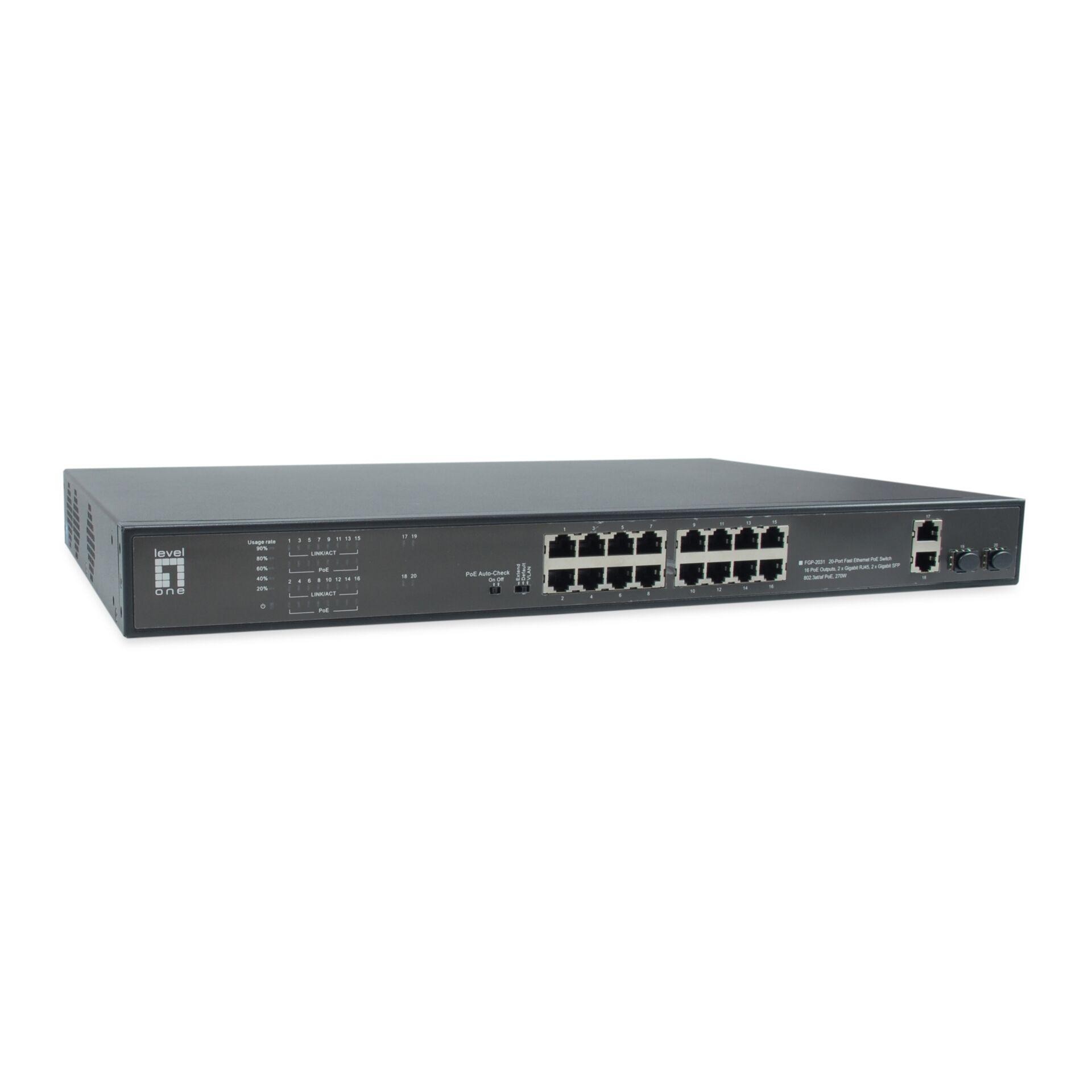 LevelOne Switch 20 Fast Ethernet-Ports mit 16 PoE-Ports 270W 2