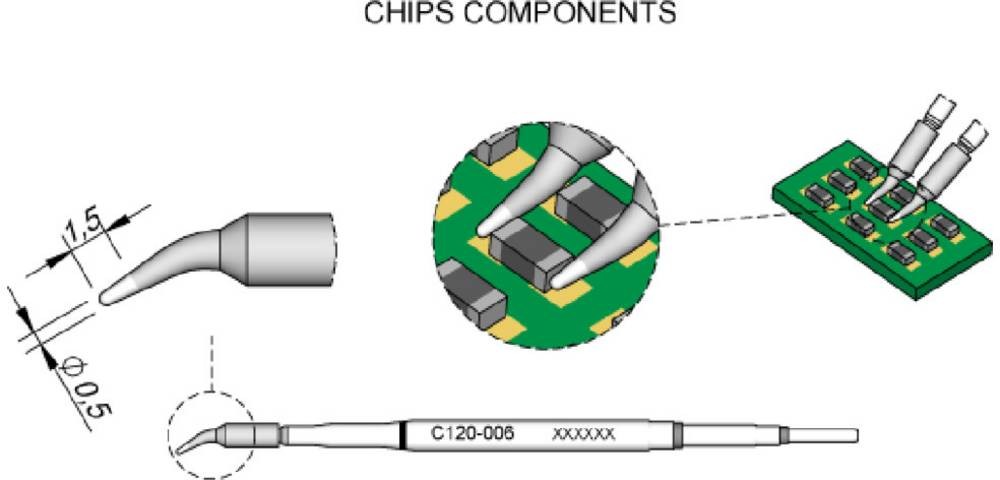 JBC Tools C120006 Entlötspitze gebogen Spitzen-taille 0.5mm Inhalt 1
