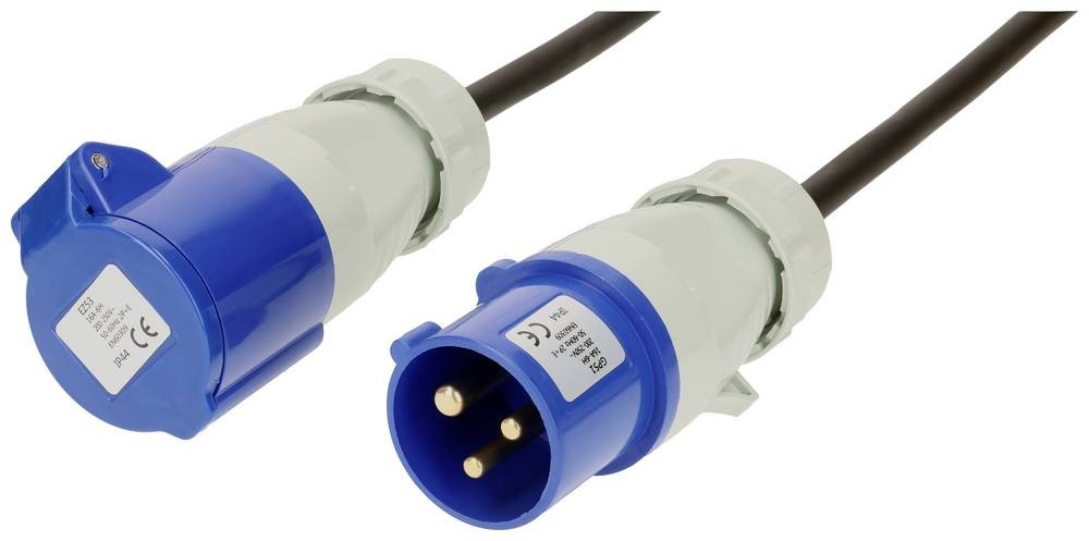 Max Hauri 165376 Strom Verlängerungskabel 16A Blau, Schwarz 25m