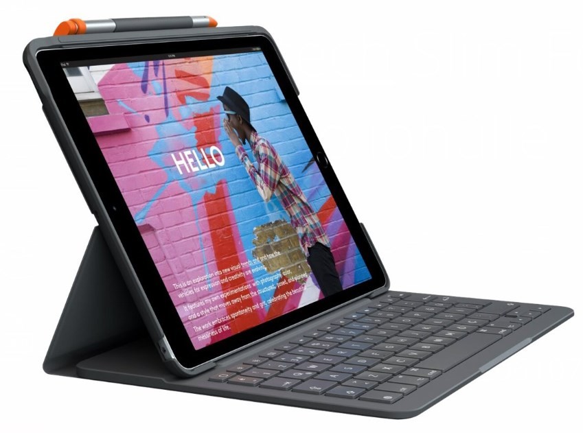 Logitech Slim Folio QWERTZ-Layout, grau