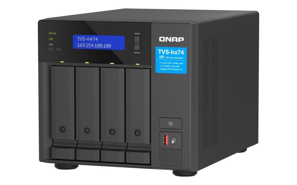 QNAP TVS-H474-PT-8G 4-bay QuTS hero NAS Intel Pentium Gold G7400 up
