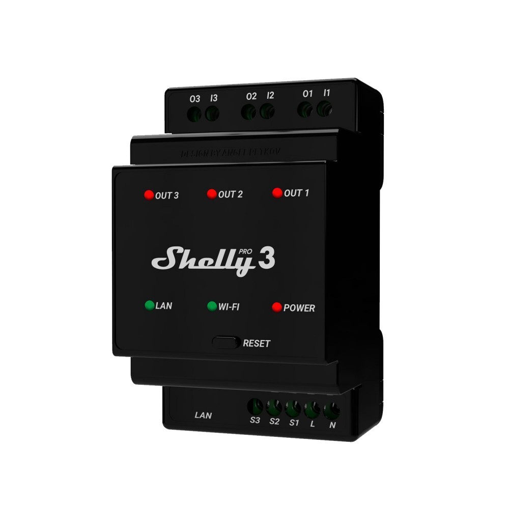 Shelly Pro 3 Hutschienenrelais Wi-Fi, Bluetooth
