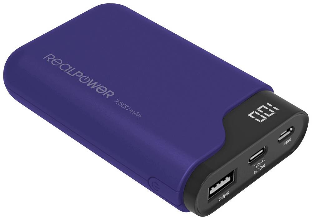 RealPower PB-7500C Navy Blue 7500 mAh Noir, Bleu - RealPower PB-7500C