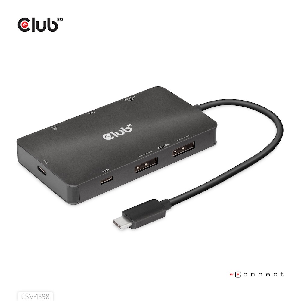 Club3D Club 3D USB Gen 2 Typ-C zu Dual DisplayPort 4k60Hz 7-in-1