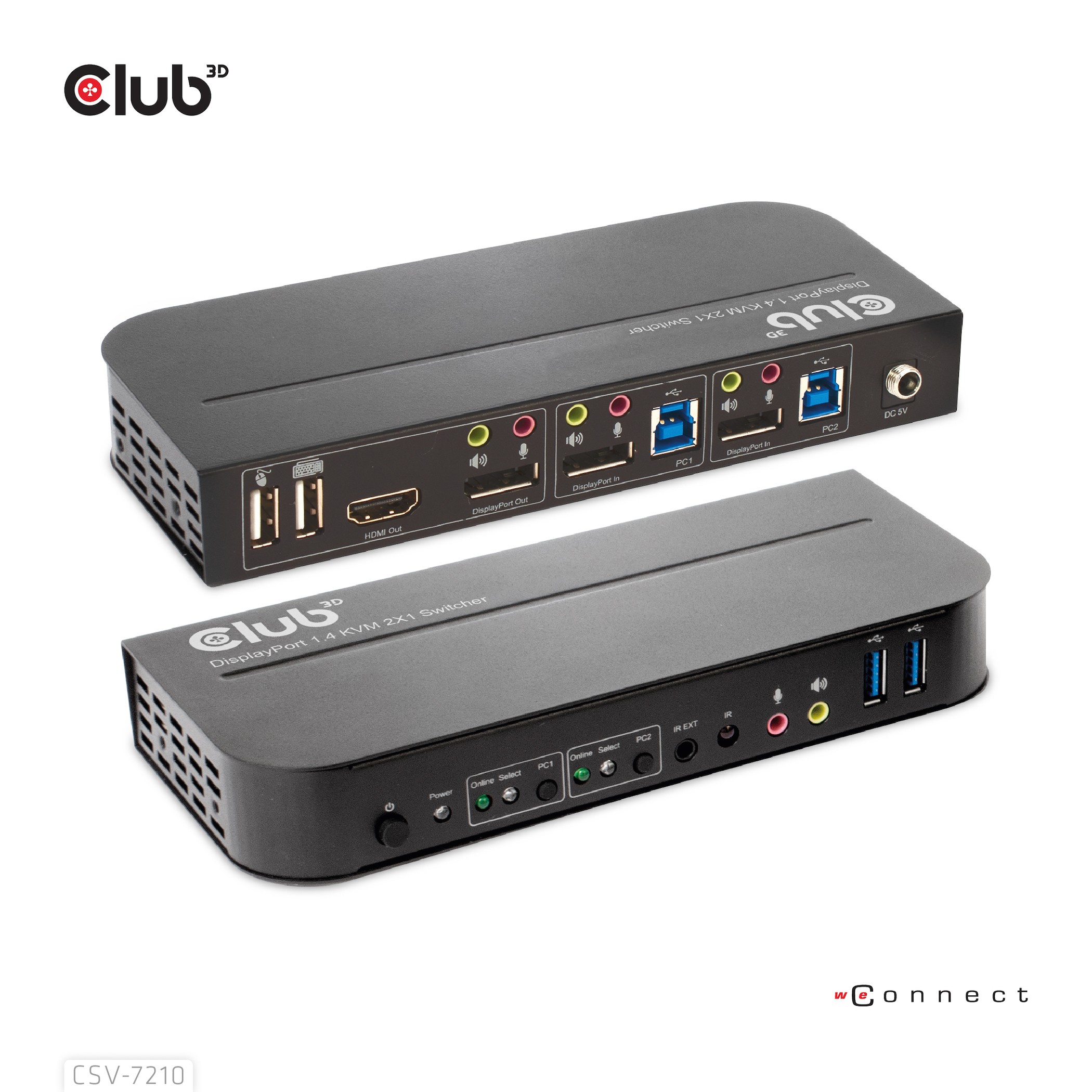 CLUB3D DisplayPort/HDMI KVM Switch For Dual DisplayPort 4K 60Hz -