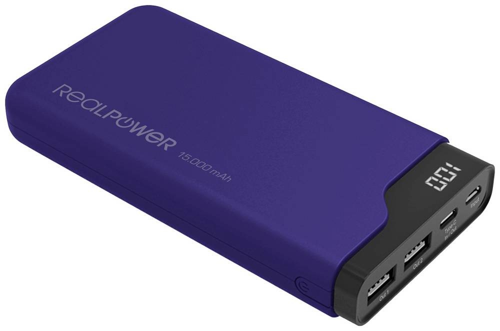 RealPower PB-15000C Navy Blue 15000 mAh Black, Blue - RealPower PB-