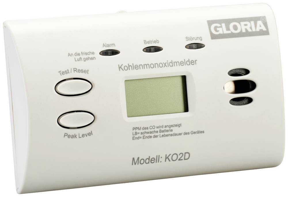 Gloria KO2D Kohlenmonoxid-Melder batteriebetrieben detektiert