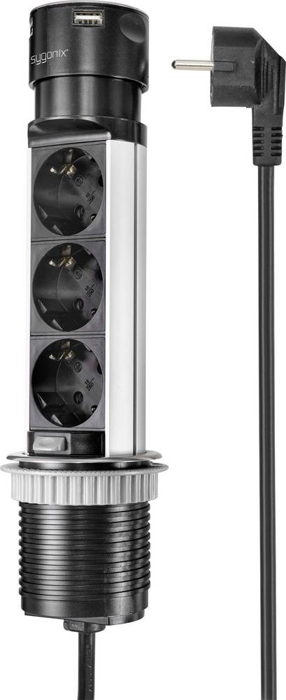 Sygonix SY-4997104 Steckdosenturm noir, acier affiné Schutzkontakt 1