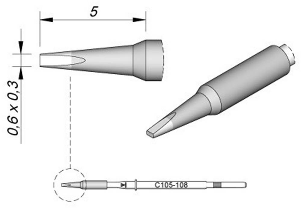 JBC Tools C115108 Lötspitze Meißelform, gerade Spitzen-taille 0.3mm