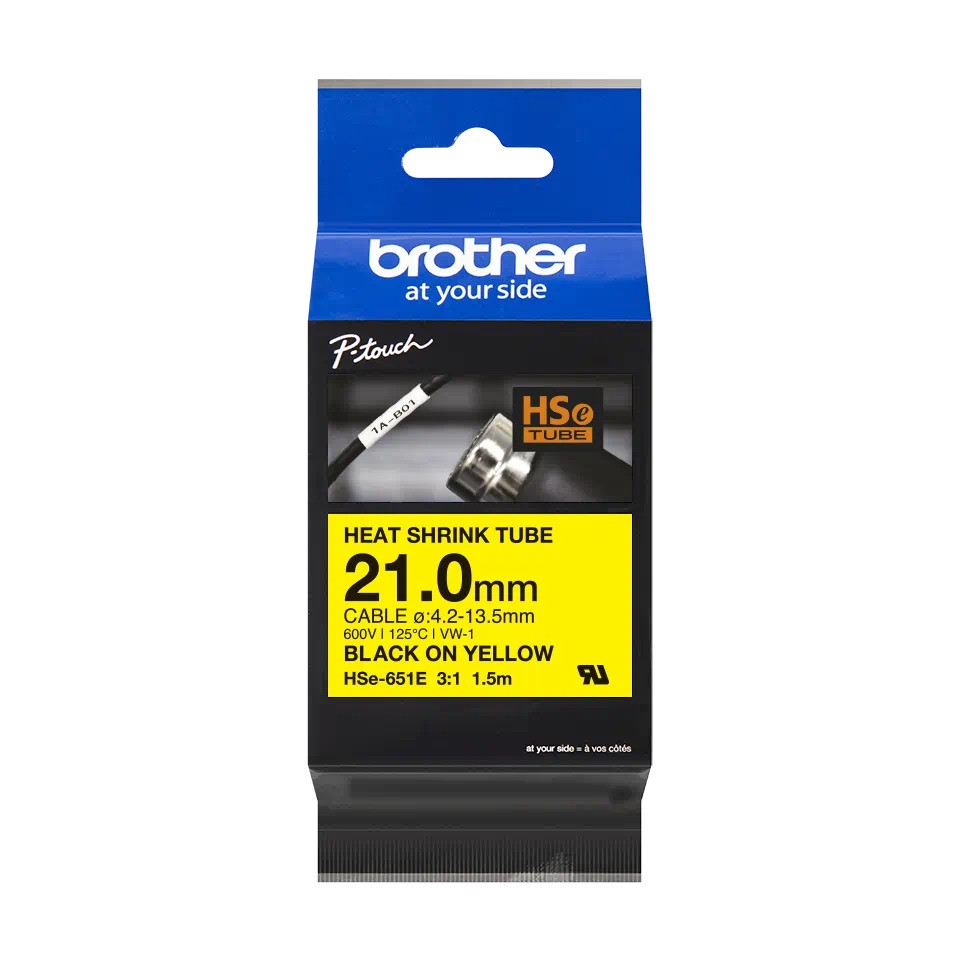 Brother HSE-651E label-making tape - Brother HSE-651E, Yellow, China,