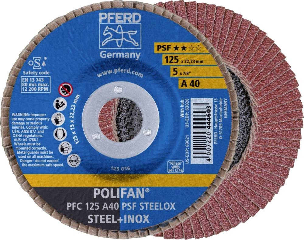 PFERD TOOLS 67744125PFC 125A 40 PSF STEELOX Fächerschleifscheibe