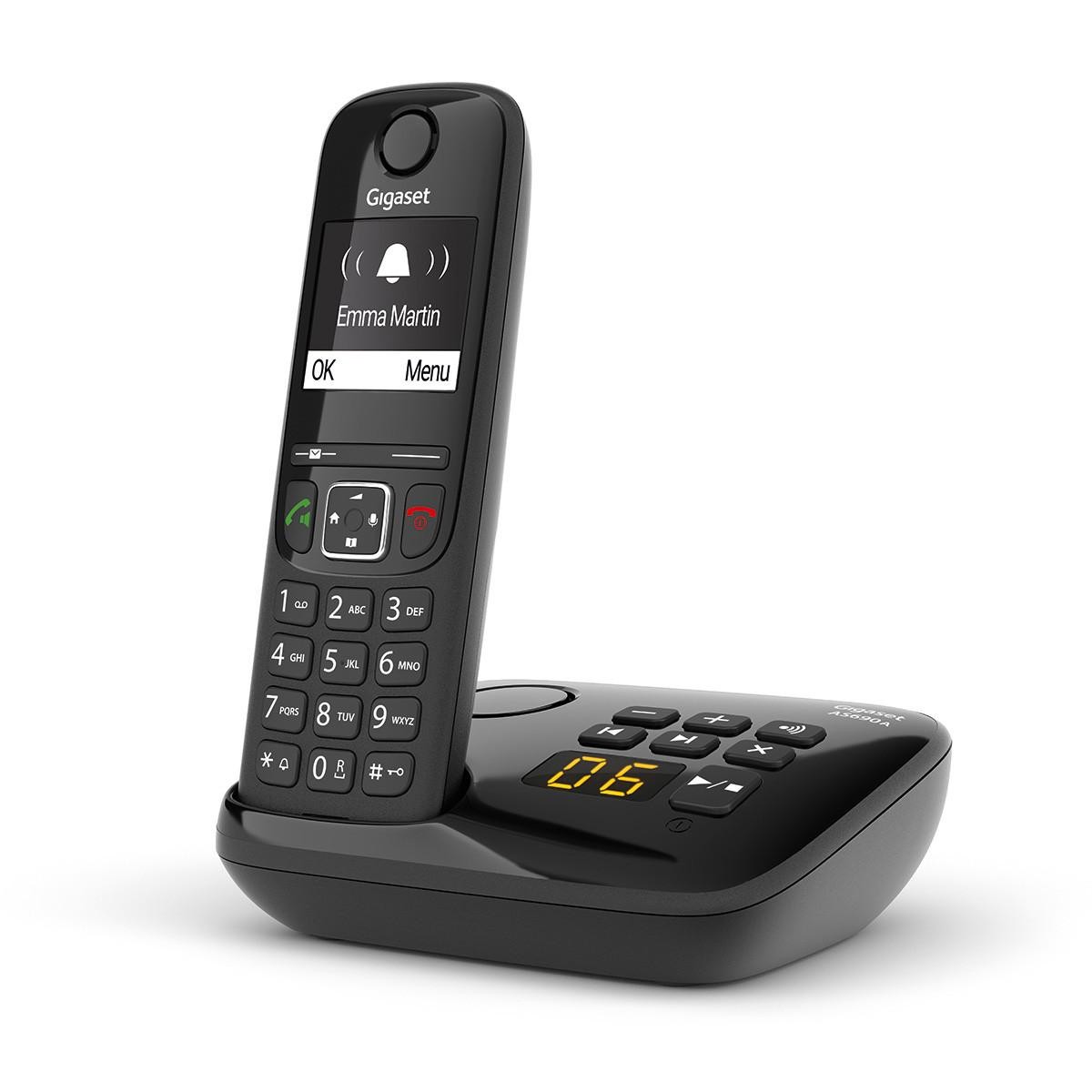 Gigaset AS690A Analog/DECT telephone Caller ID Black - Gigaset AS690A,