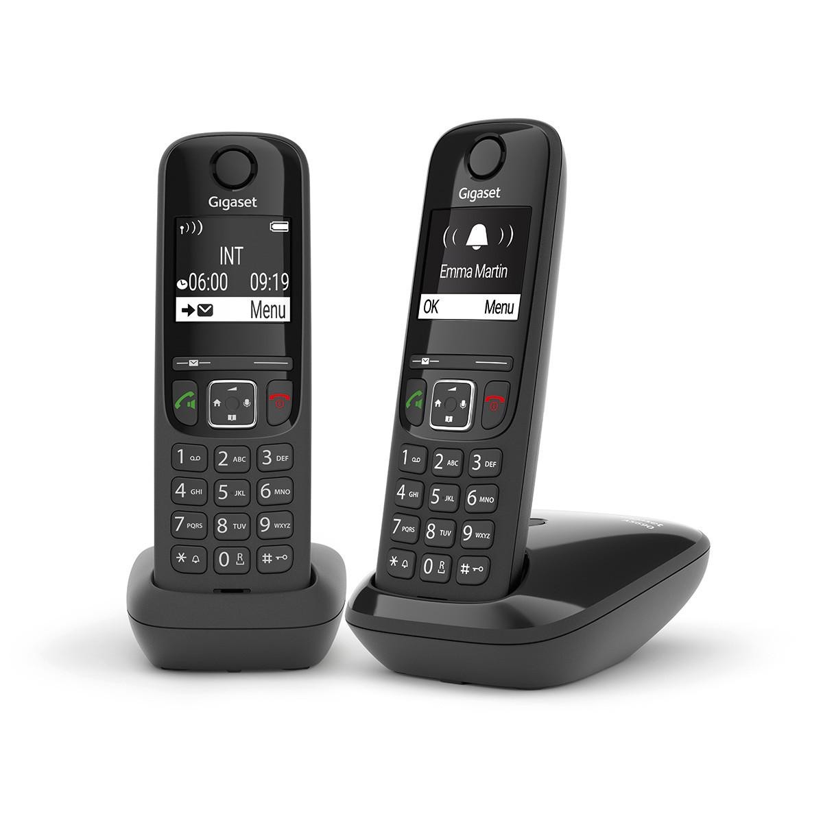 Gigaset AS690 Duo Analog/DECT telephone Caller ID Black - Gigaset