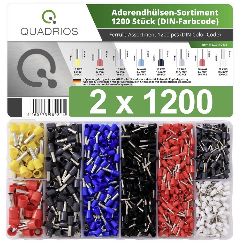 Quadrios 22C470 Aderendhülsen-Sortiment 0.5 mm², 0.75 mm², 1 mm²,