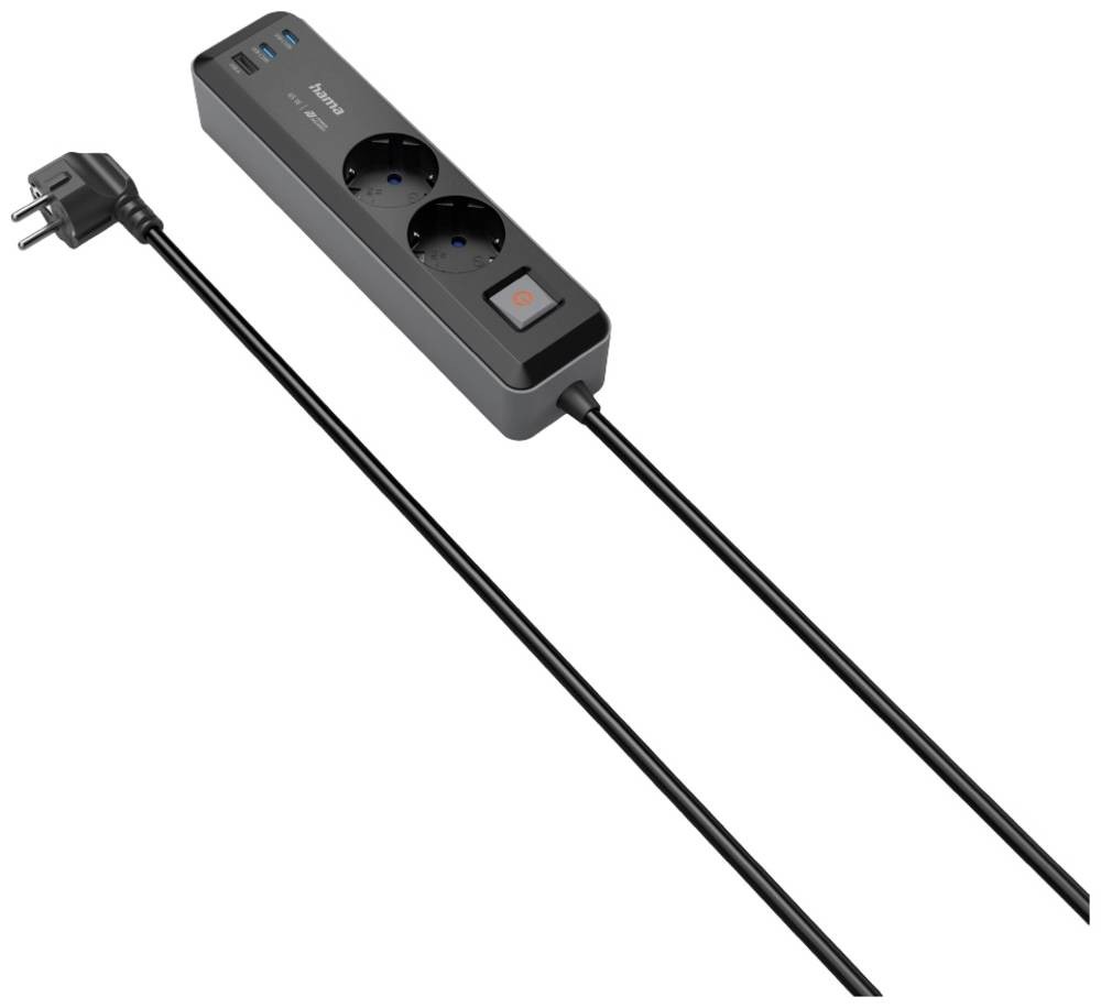Hama 00223188 power extension 1.4 m 2 AC outlet(s) Indoor Black -