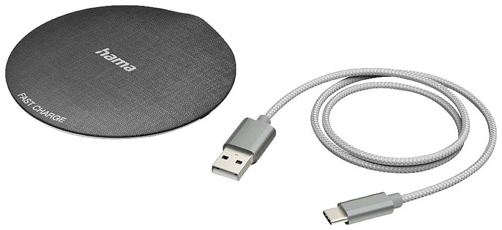 Hama QI-FC10 Metal Telefono cellulare, Smartphone Nero, Argento USB