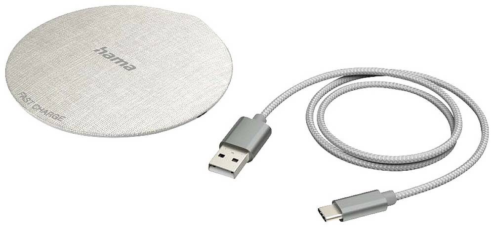 Hama QI-FC10 Metal Telefono cellulare, Smartphone Crema, Grigio USB
