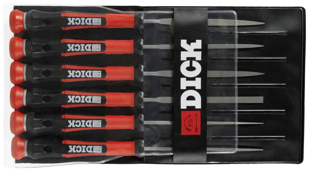Dick 2160142-2K Nadelfeilen-Satz 6-teilig mit schwarz/roten Griffen,