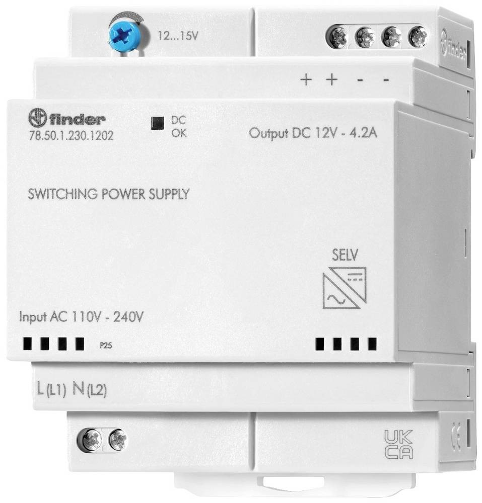 Finder Embedded Switch Mode Power Supply (SMPS), , 12V dc, 4.6A, 50W,