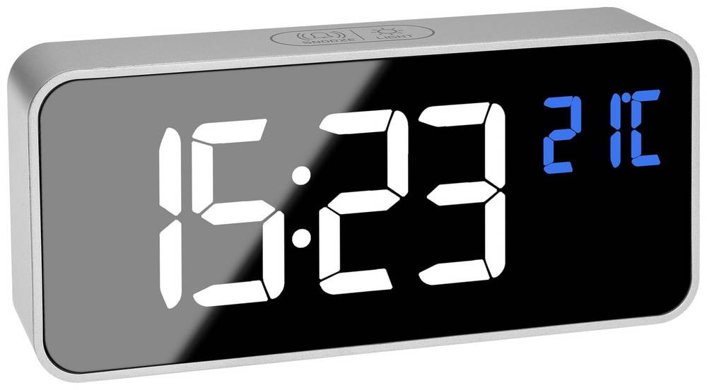 TFA Dostmann 60.2032.54 Quarz alarm clock silver Alarmzeiten 2 Groß