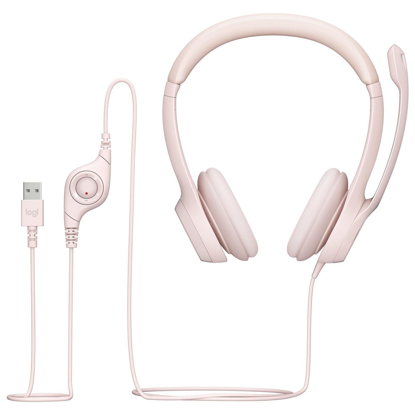 Logitech H390 On Ear Headset kabelgebunden Stereo Rosa Mikrofon-