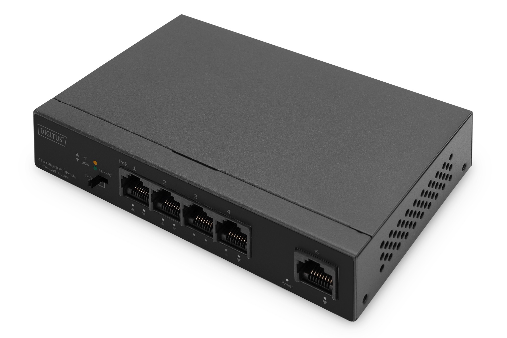 Digitus 4- Port Gigabit PoE Netzwerkswitch, Desktop, unmanaged, 1