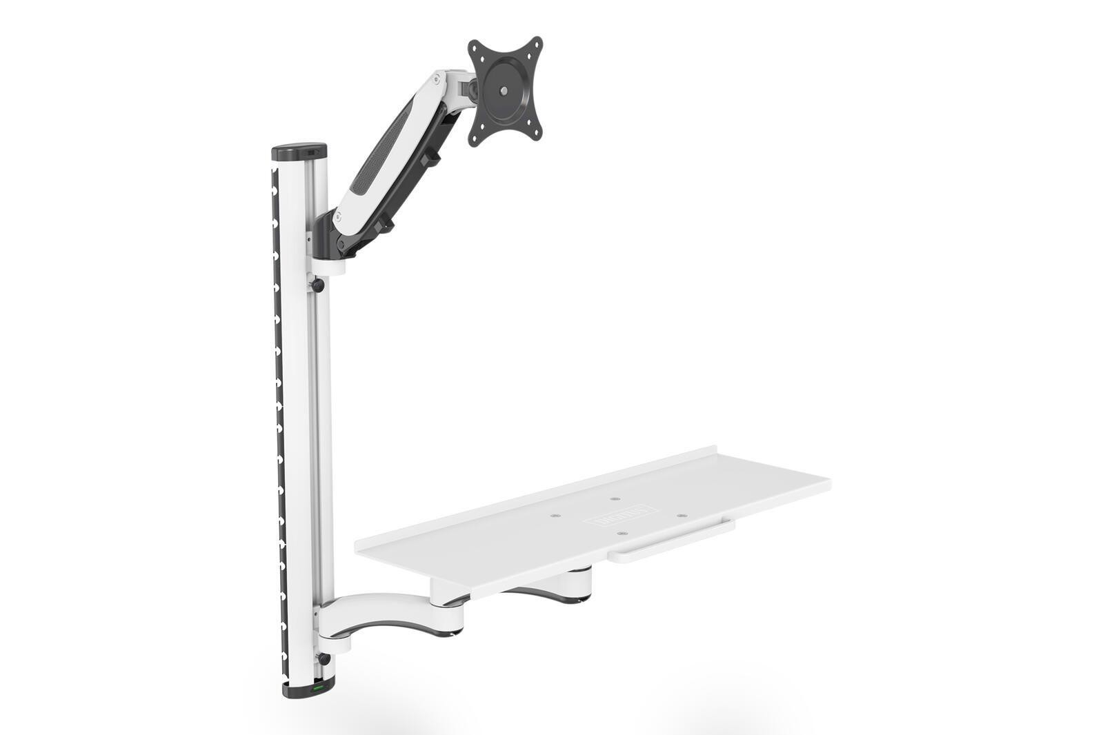 DIGITUS Monitorarm mit Maus- und Tastaturablage, weiß