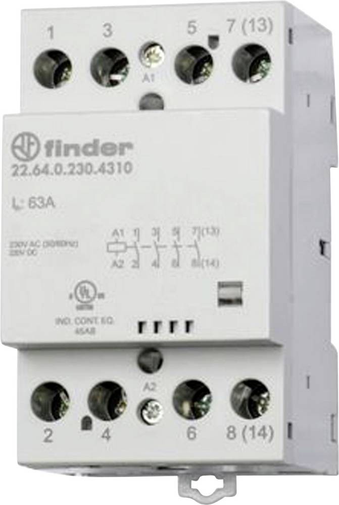 Finder 22 Series Contactor, 240 V ac Coil, 4-Pole, 63 A - Finder 22