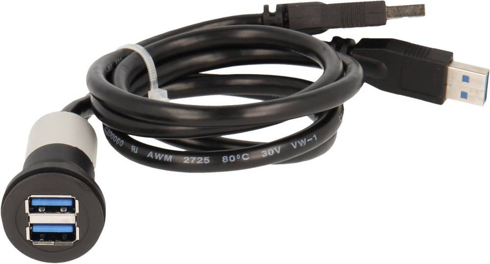 Georg Schlegel 2x USB3.0-Buchse A/A, mit Kabel silberfarben rund,