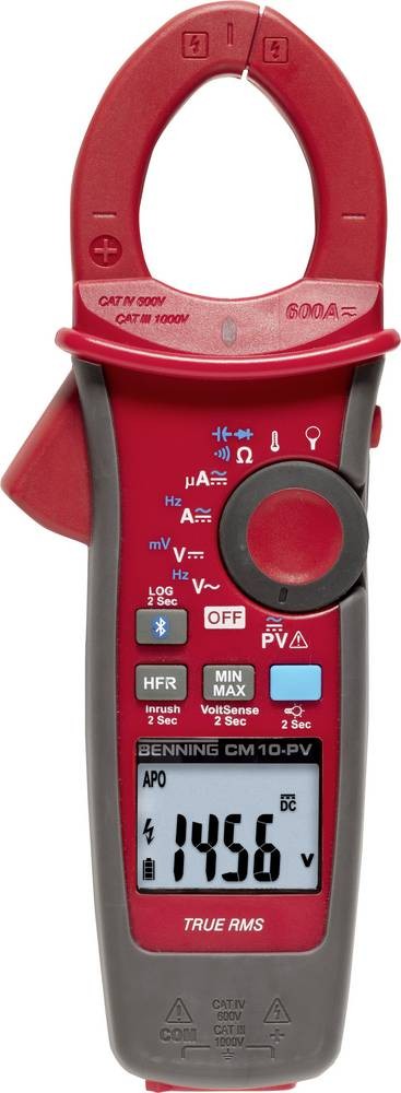 Benning CM 10-PV Stromzange digital Datenlogger CAT IV 600 V Anzeige (