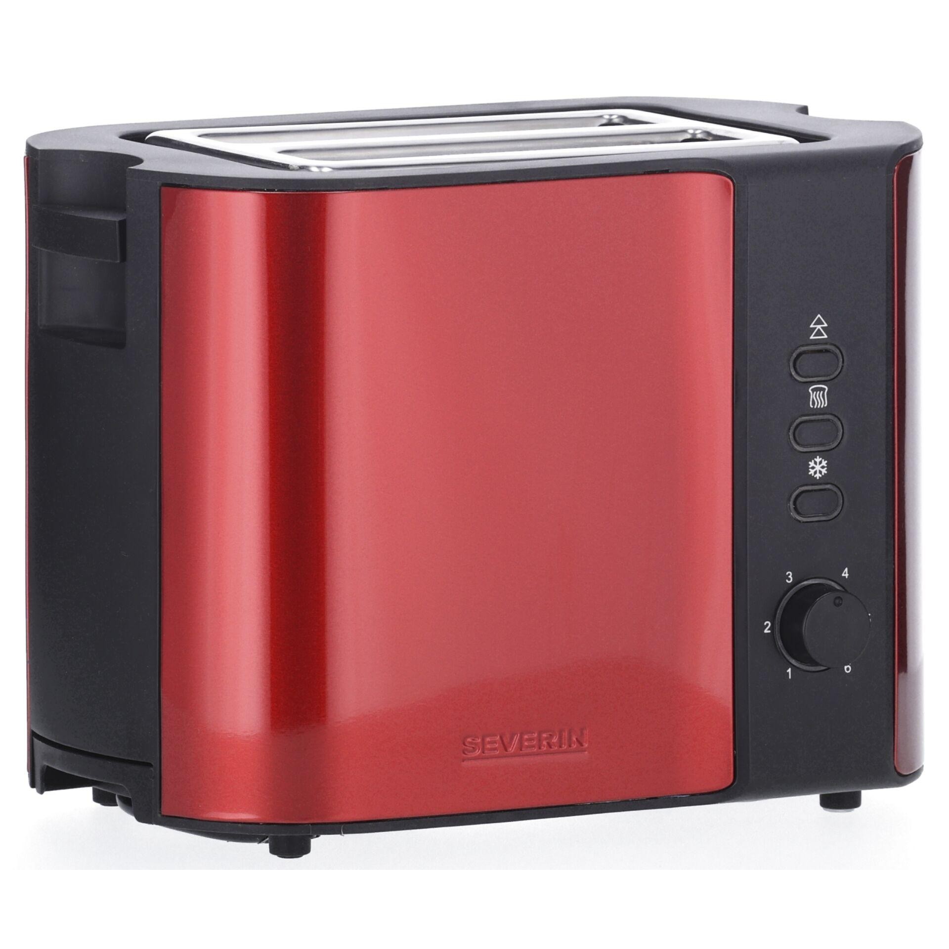 Severin AT 2217 grille-pain 2 part(s) 800 W Métallique, Rouge -