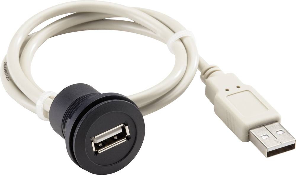 Georg Schlegel USB-female A/A, with cable black rund, RONTRON-R-JUWEL
