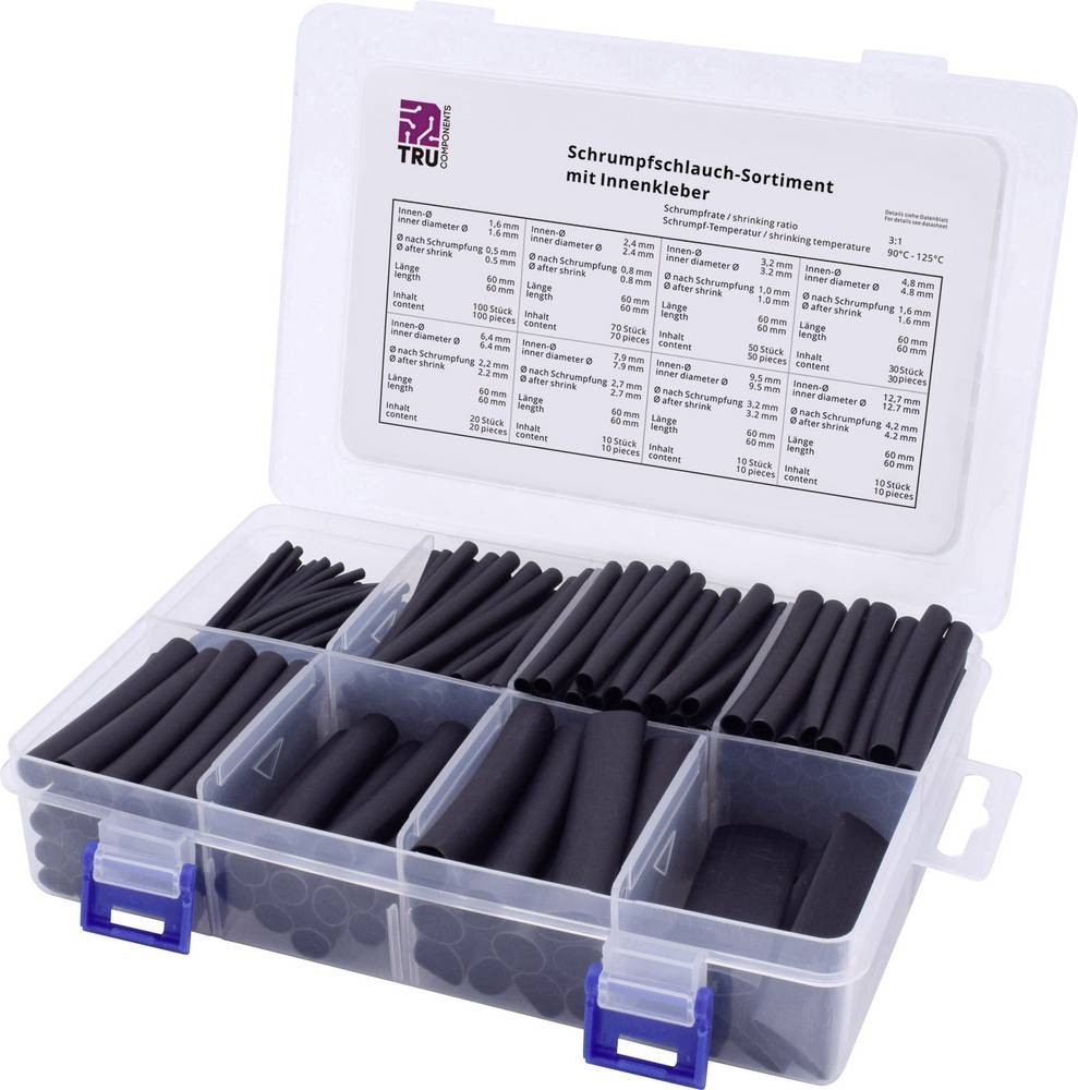 TRU COMPONENTS T1807CA006 Schrumpfschlauchsortiment noir Schrumpfrate:
