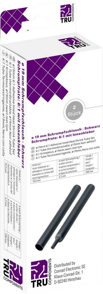 TRU COMPONENTS T1904CA047 Schrumpfschlauch con Kleber negro 19mm 3.