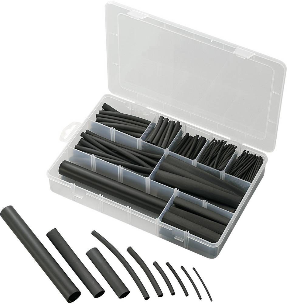 TRU Components 1572181 Schrumpfschlauchsortiment black Schrumpfrate:2: