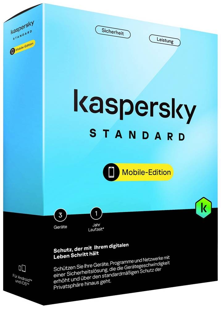 Kaspersky Standard Mobile Edition Jahreslizenz, 3 Lizenzen Android