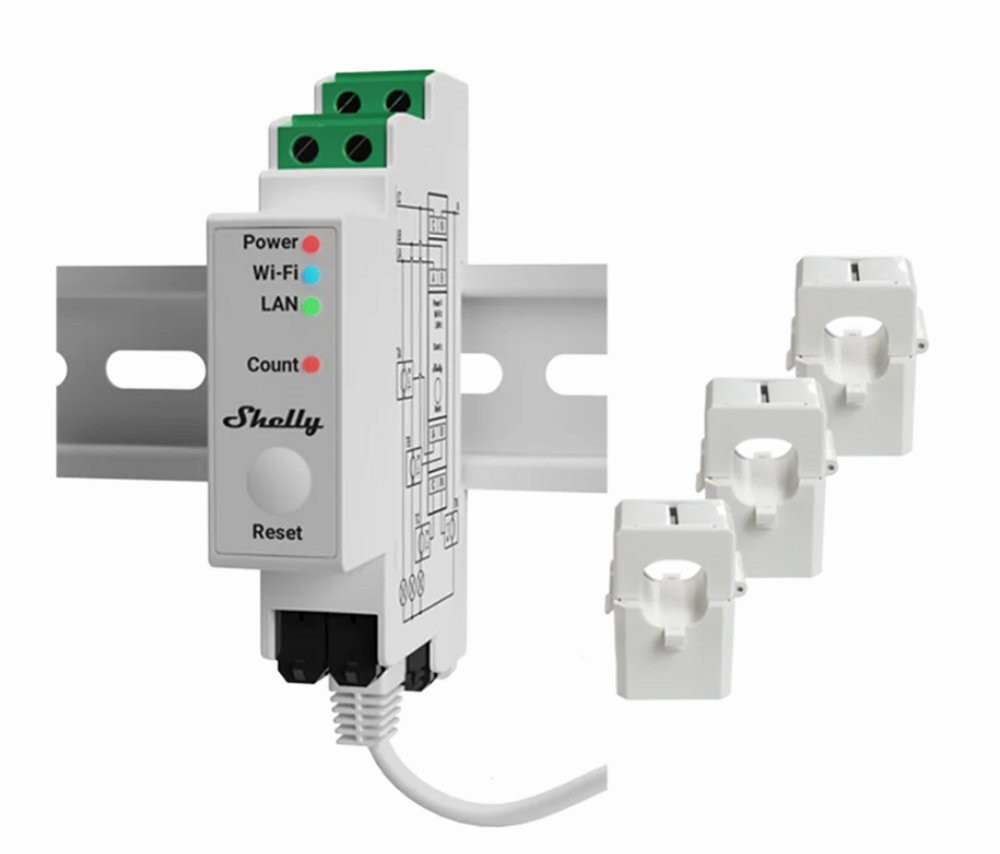 Shelly Pro 3EM 120A electricity meter Wi-Fi, Bluetooth