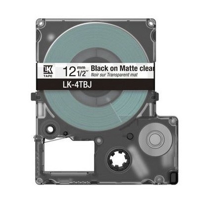 Epson Matte Tape Clear/Black 12mm(8m) LK-4TBJ - Epson Matte