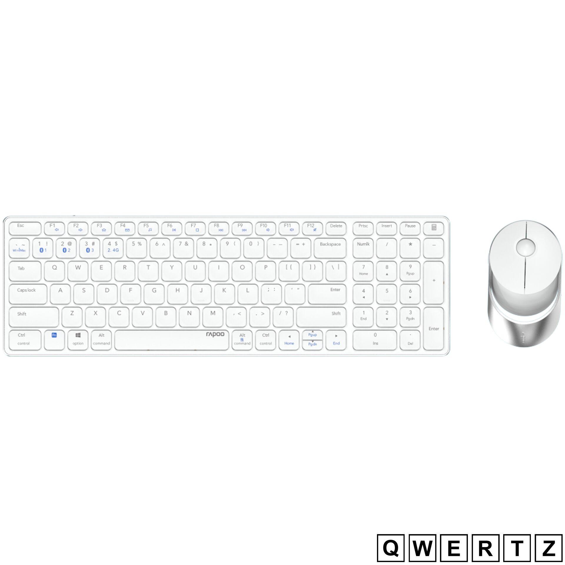Rapoo 9750M Weiß QWERTZ Kabelloses Multi-Mode-Deskset