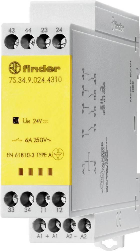 Finder 7S.34.9.024.4310 Relais Schaltstrom (max.): 6 A 1 Öffner, 3